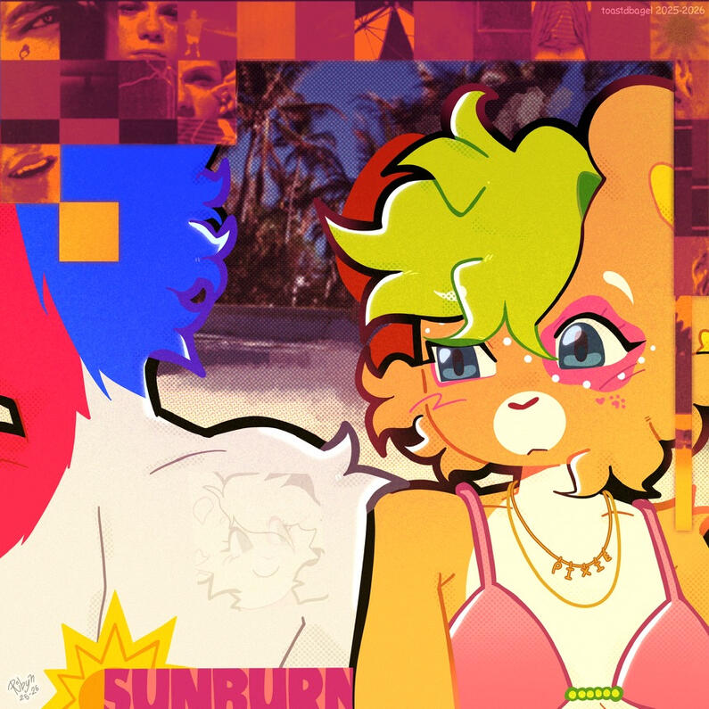 sunburn redraw; digital collage; started may 25' finished feb 26'