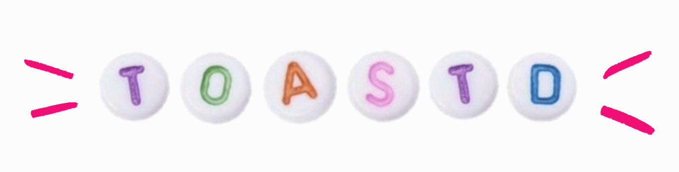 a beaded GIF of the name 'toastd' in a idle animation
