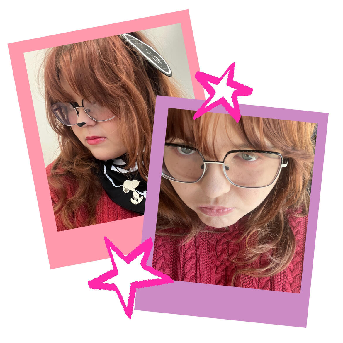 a poloroid-styled graphic of 2 selfies of the artist 'toastd' !